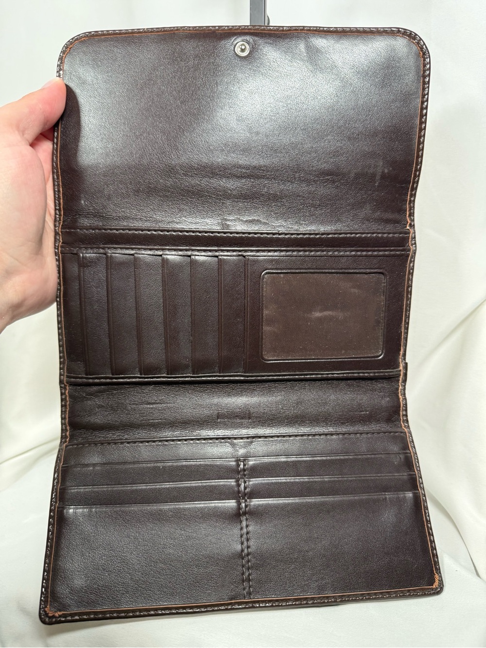Coach Beige Signature Canvas Continental Wallet with Brown Trim - Picture 4 of 5